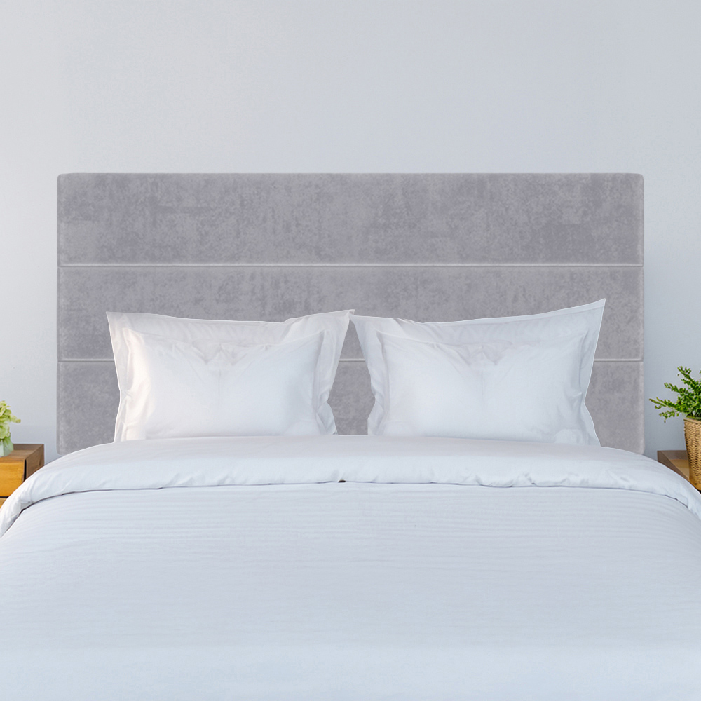 Bedmaster Small Double Seal Grey Naples Velvet Milan Lined Headboard Image 1