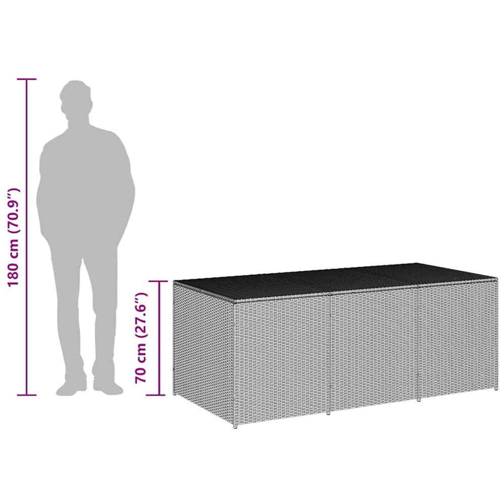 vidaXL 70 x 180 x 90cm Black Poly Rattan Garden Storage Box Image 6