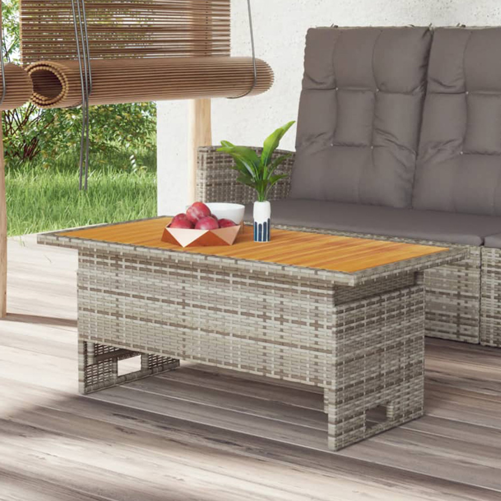 vidaXL Grey Solid Wood Acacia and Polyrattan Garden Table Image 1