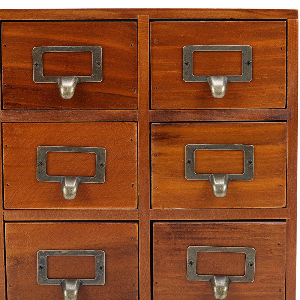 Living and Home 16 Drawer Vintage Wooden Drawer Organiser Box Image 6