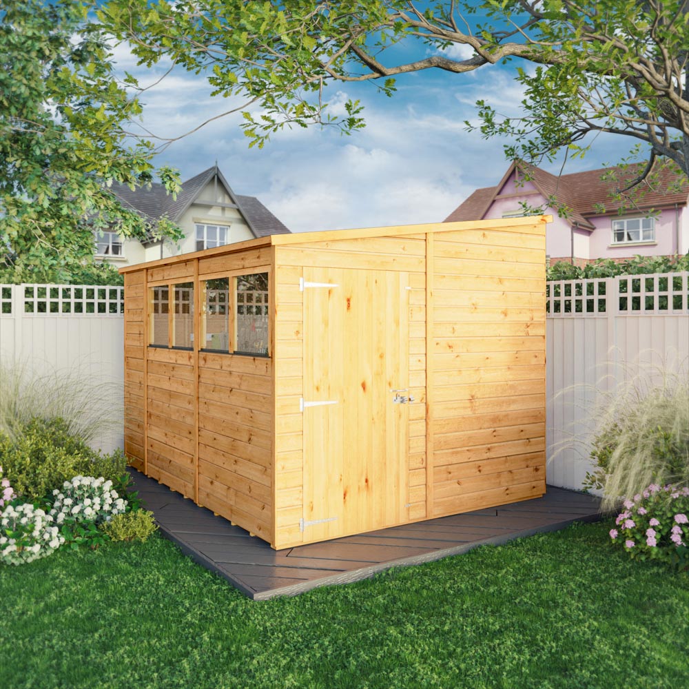 Mercia Woodsman 10 x 8ft Shiplap Glass Pent Shed Image 2