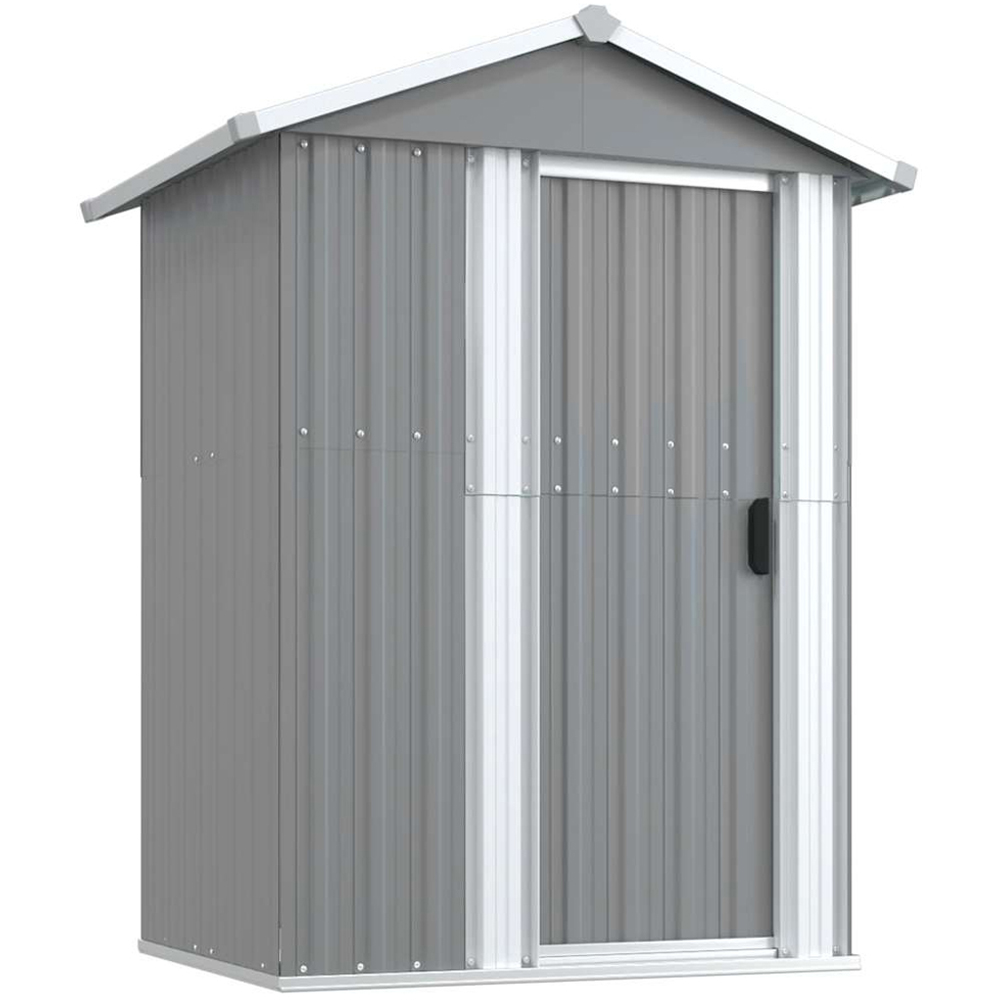 vidaXL 4.1 x 3.2ft Grey Galvanised Steel Apex Garden Shed Image 1