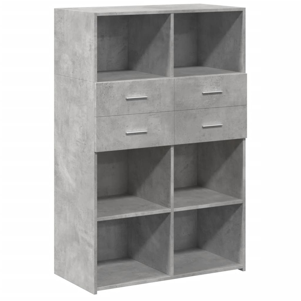 vidaXL 4 Drawer 6 Shelf Concrete Grey Highboard Image 2