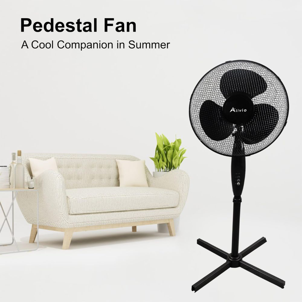 Alivio Black Pedestal Fan 16 inch Image 5