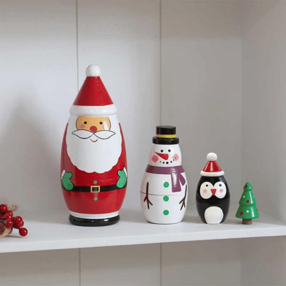 Samuel Alexander Wooden 4 Piece Christmas Santa Festive Figurine Set 16cm Image 2