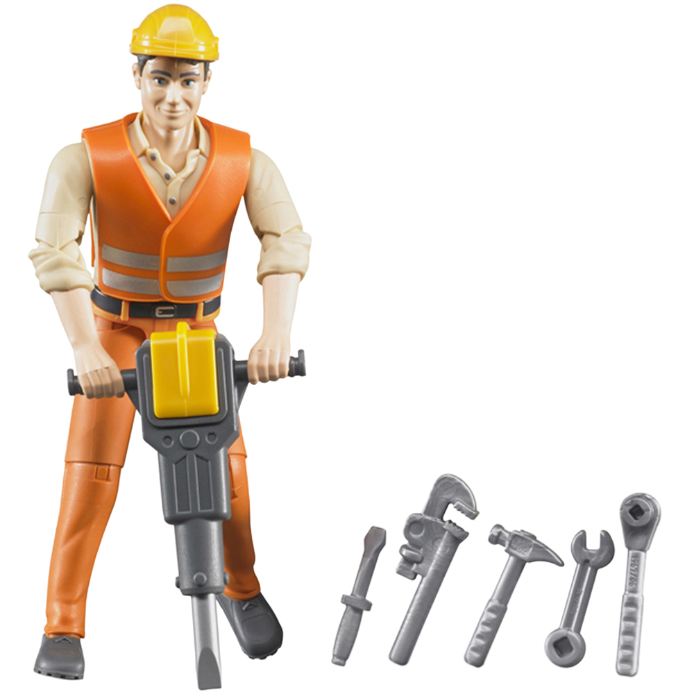 Bruder Kids bworld Construction Worker with Accessories Playset Model Image 1