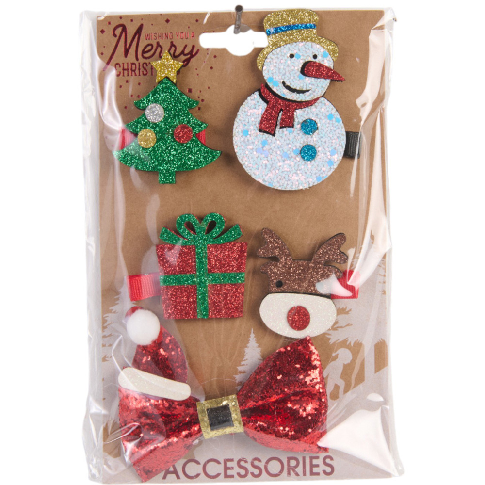 Pack of 5 Christmas Hair Clips Image 2