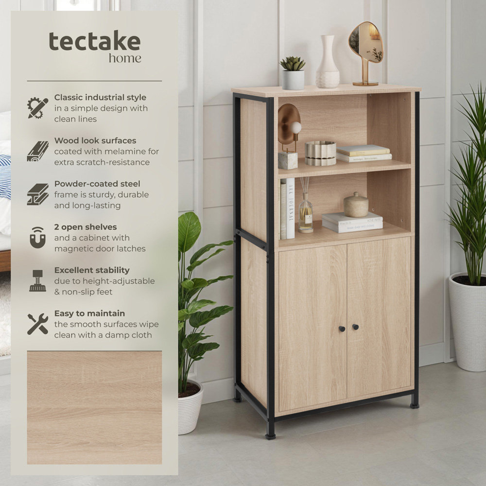Tectake Doncaster 2 Door 2 Shelf Sonoma Oak Display Cabinet Image 3