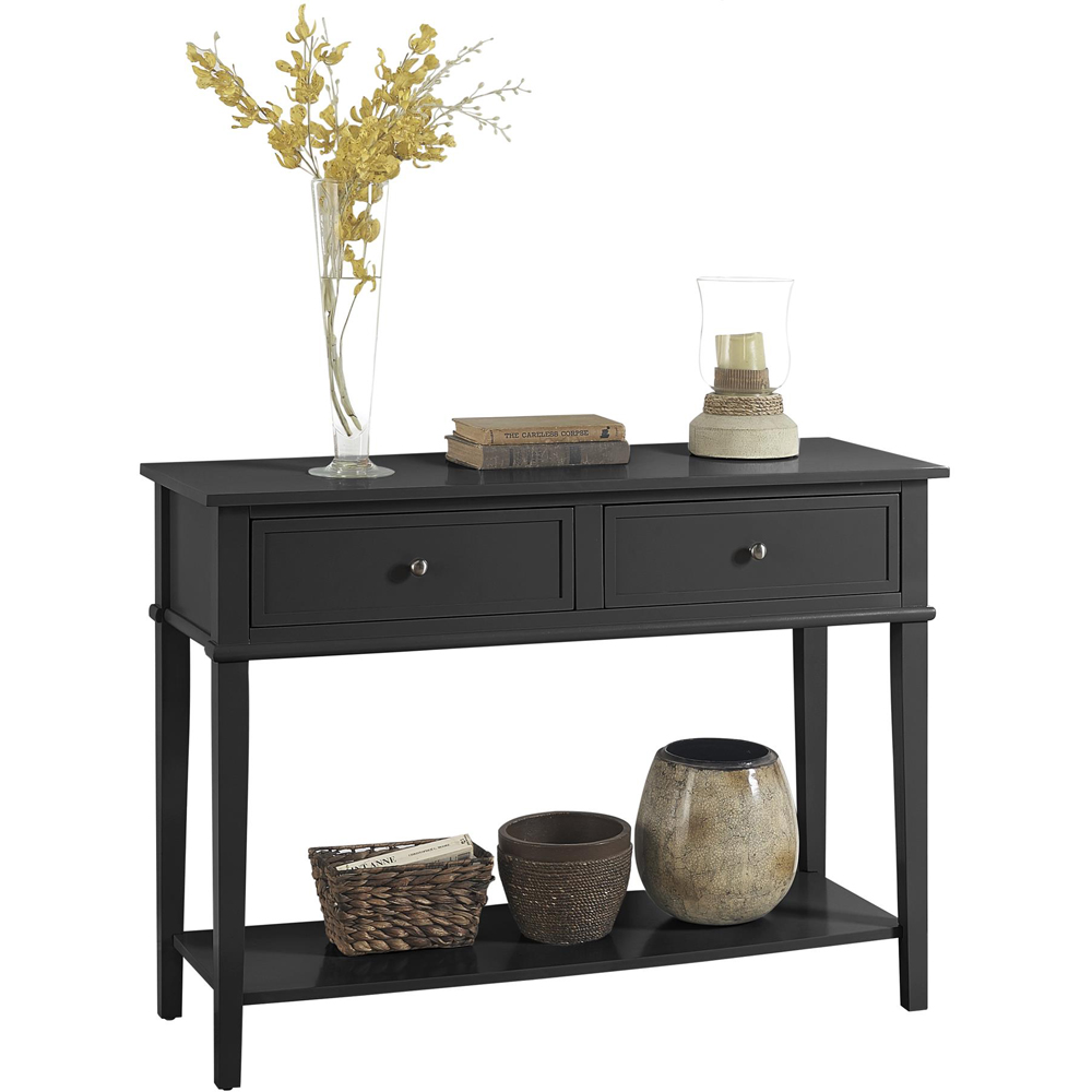 Dorel Franklin 2 Drawer Single Open Shelf Black Console Table Image 4