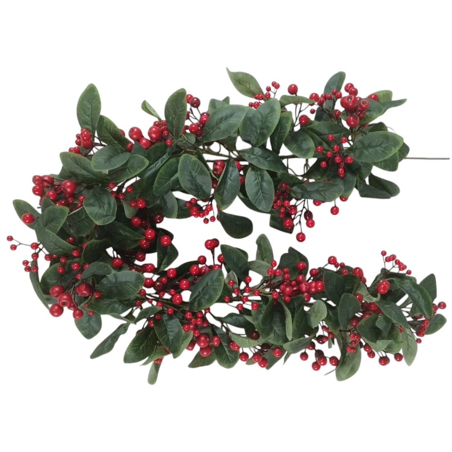 Grand Leaves and Red Berry Cluster Garland Green Image 4