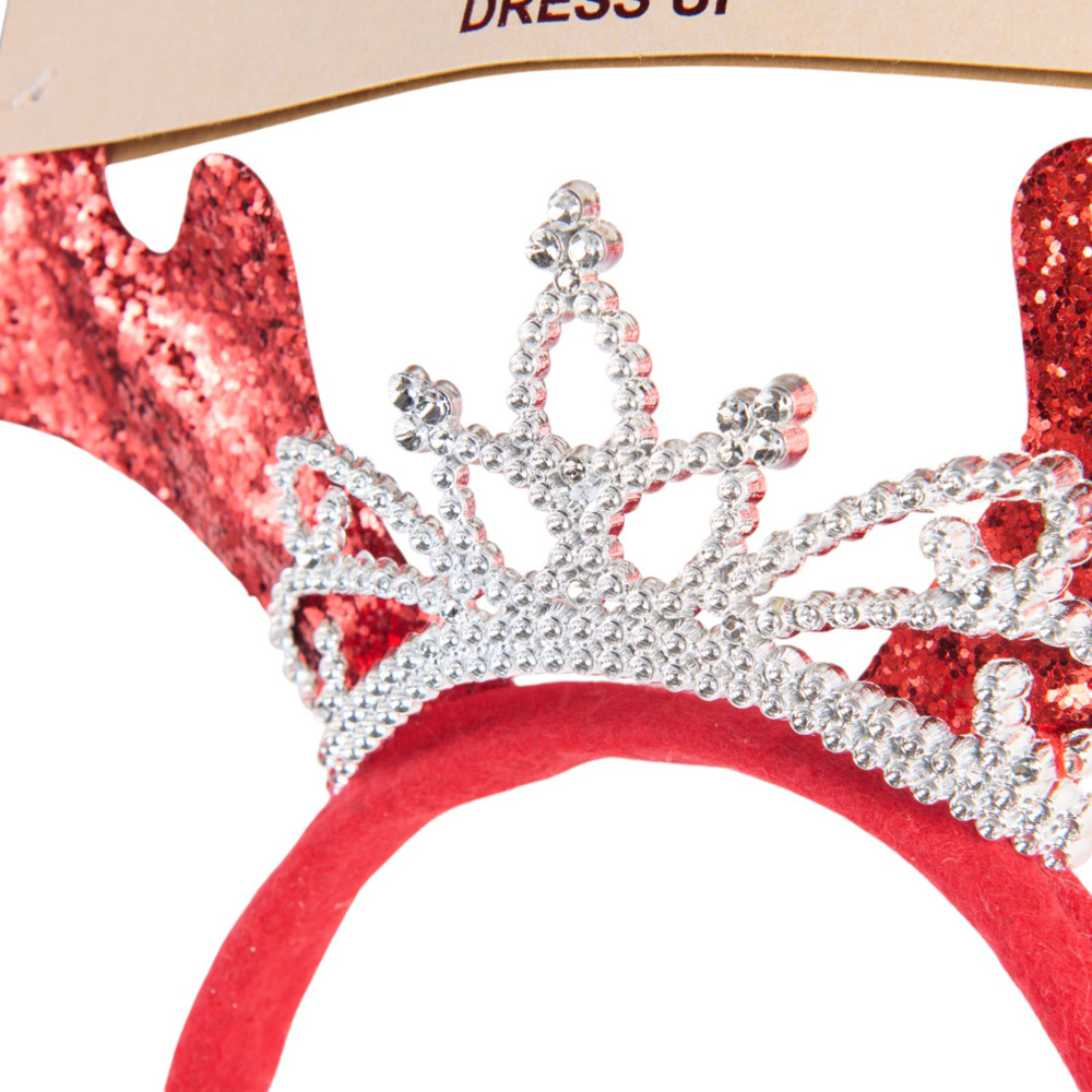 Christmas Antler Tiara Headband - Red Image 4