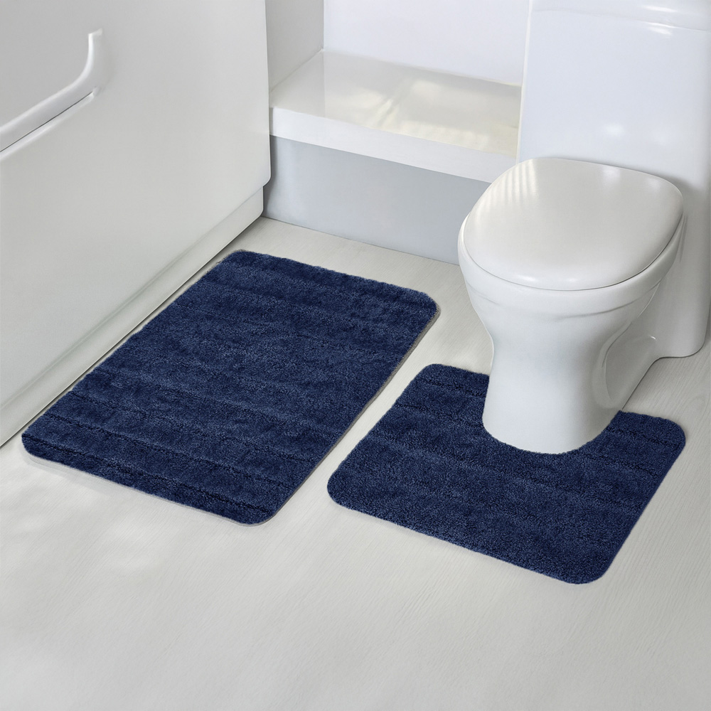 Velosso Lexington Navy Bath Mat Set Image 2