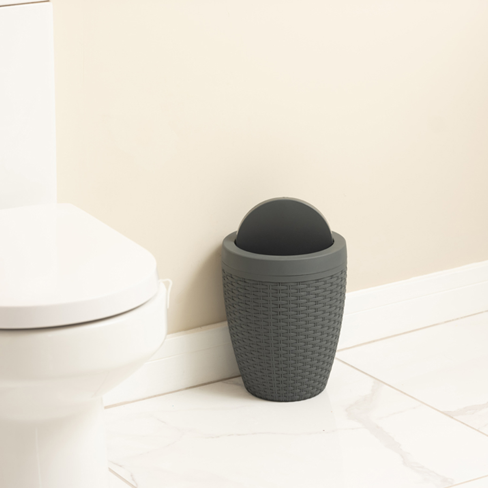 Addis Charcoal Faux Rattan Bath Bin Image 6