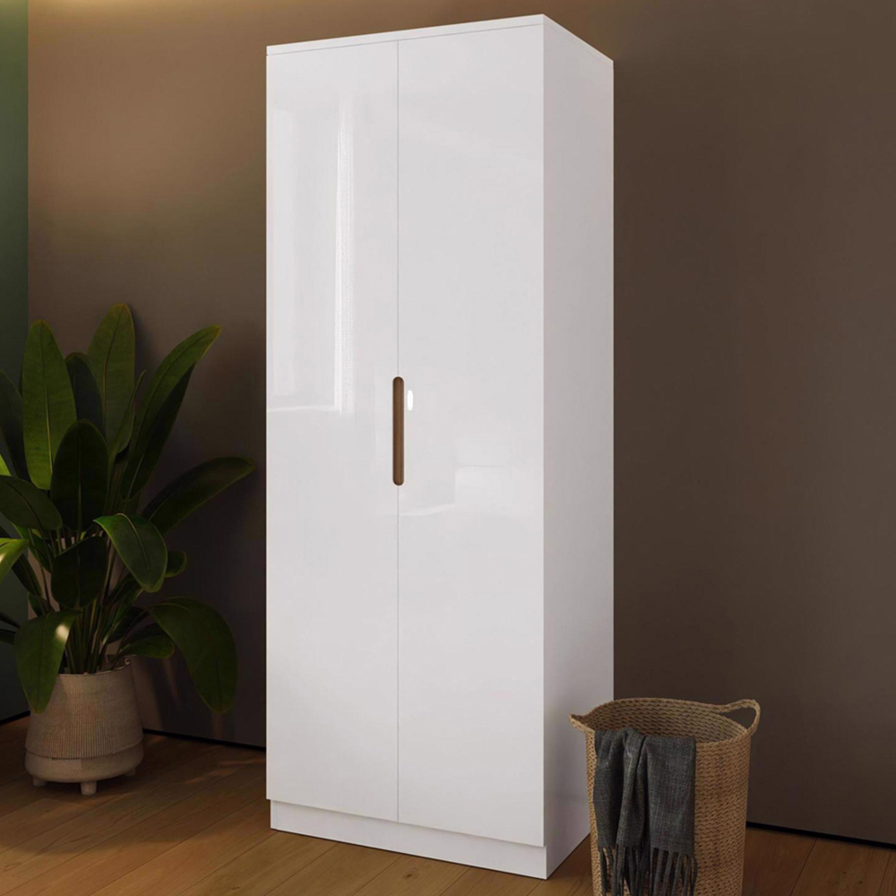 FWStyle Veloce 2 Door White Gloss Wardrobe Image 1