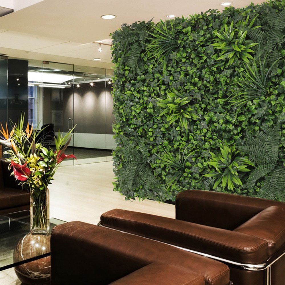 Living and Home Green Artificial Assorted Foliage Hedge Wall Panel 100 x 100cm Image 3