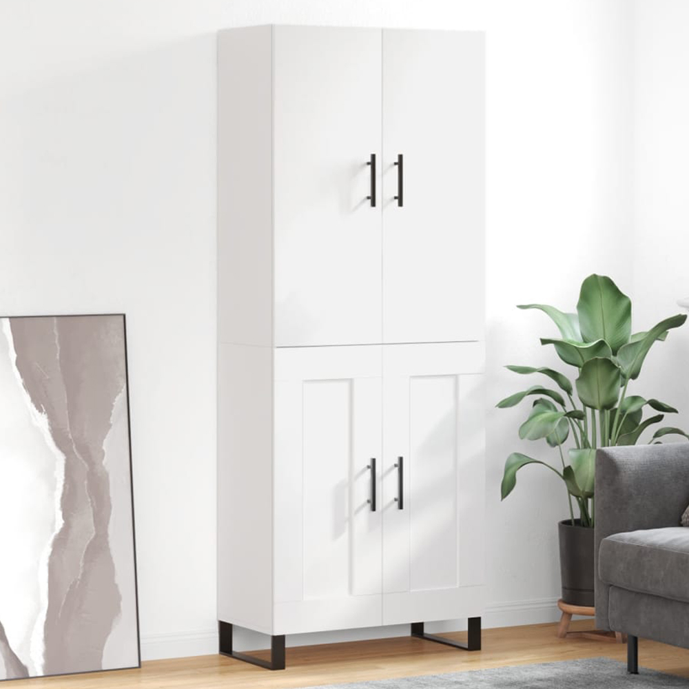 vidaXL 4 Door White Highboard Image 1