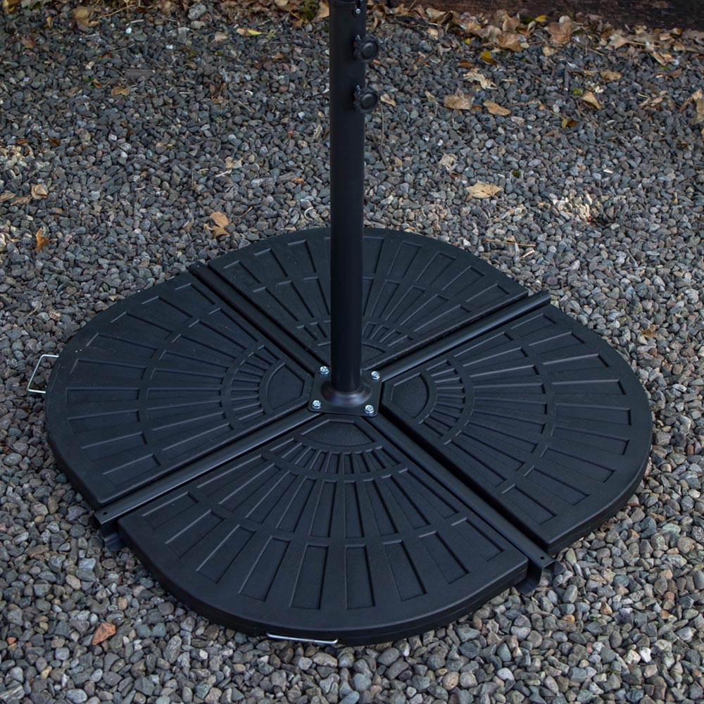 Samuel Alexander 4 Person Round Glass Top Garden Dining Set with Beige Banana Parasol Image 5