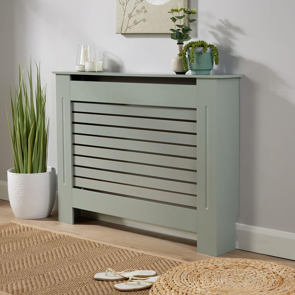 Home Source York Grey Horizontal Line Radiator Cover Medium Image 6