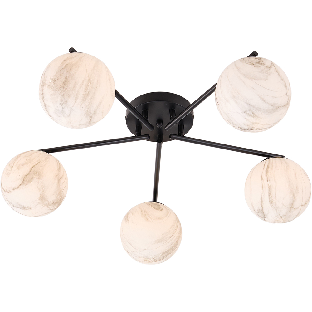 Living and Home Screw E27 Black and White 5 Light Marble Glass Semi Flush Mount Ceiling Light Image 4