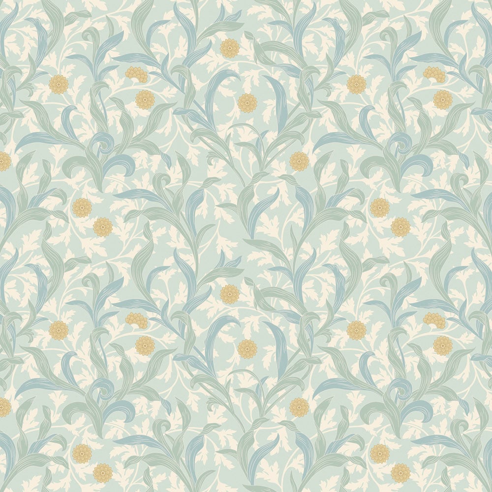 Hoopla Walls Elegance Floral Trail Duck Egg Blue Wallpaper Image 1