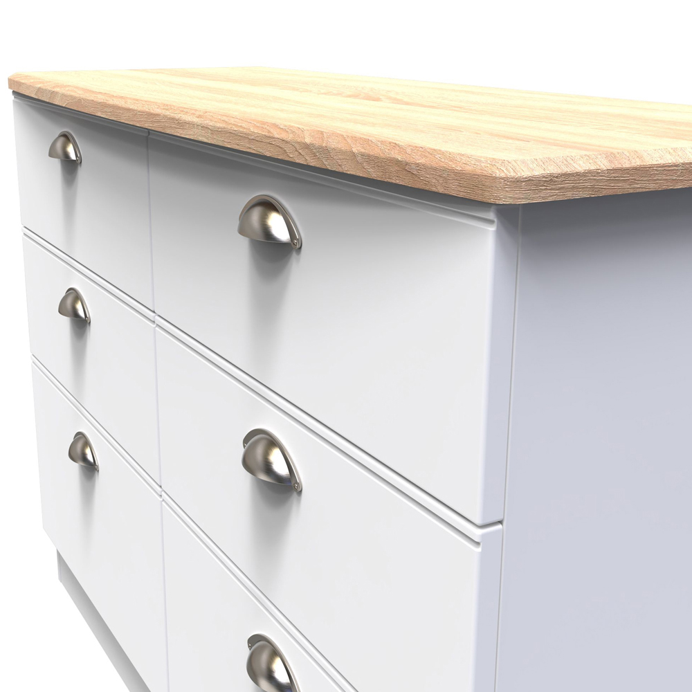 Crowndale Victoria 6 Drawer White Ash and Oak Chest of Drawers Image 5