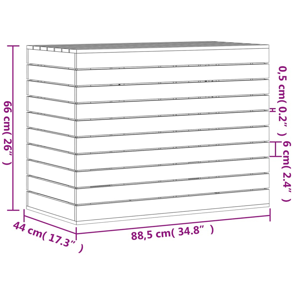 vidaXL White Solid Pine Wood Laundry Basket 88.5 x 44 x 66cm Image 9