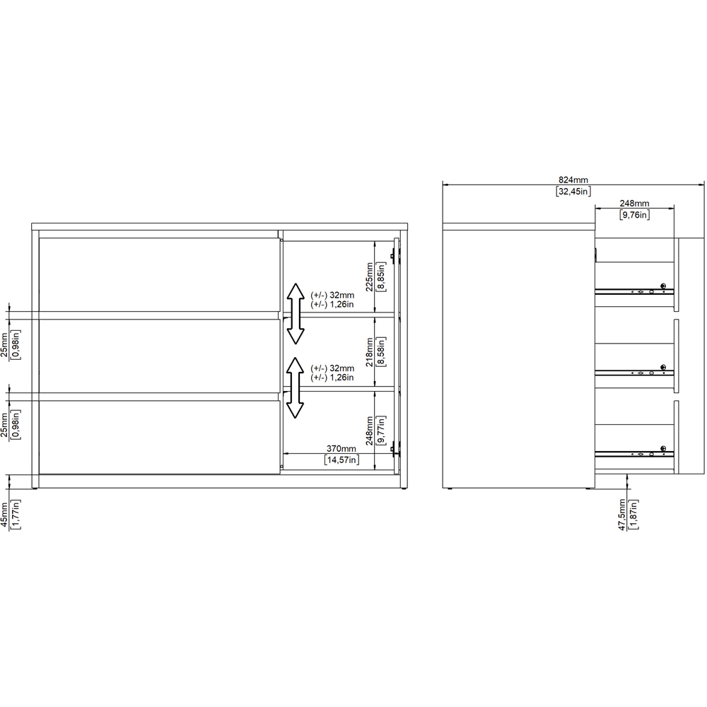 Florence Next Single Door 3 Drawer Jackson Hickory White High Gloss Sideboard Image 8