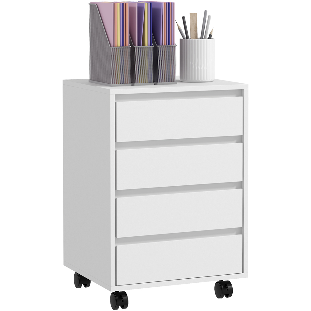 HOMCOM 4 Drawer White Vertical Mobile Filing Cabinet Image 2