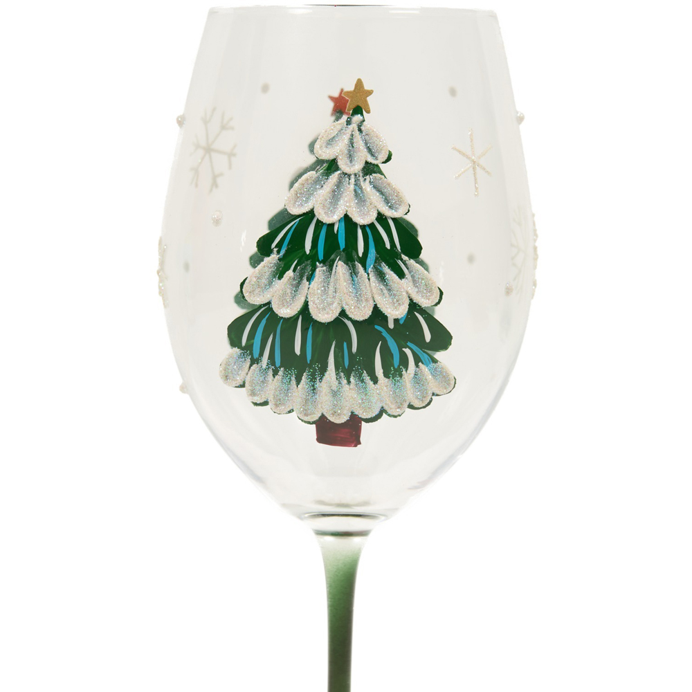 Embossed Paint Christmas Tree Wine Glass Image 2