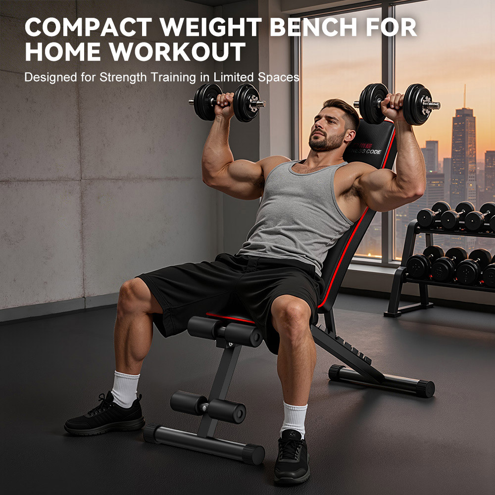 Rattrix B1 Black Adjustable Backrest Foldable Workout Bench Image 2