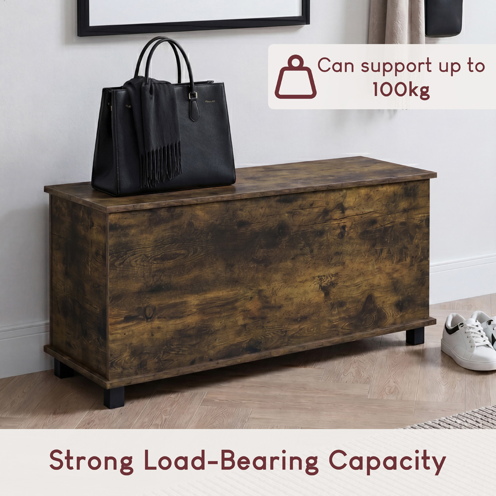 VIDA DESIGNS Leon Rustic Brown Storage Ottoman Bench Image 6