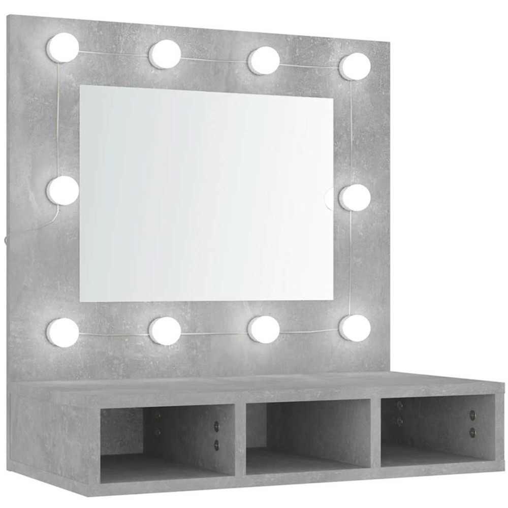 vidaXL 3 Shelf LED Concrete Grey Mirror Cabinet Image 2