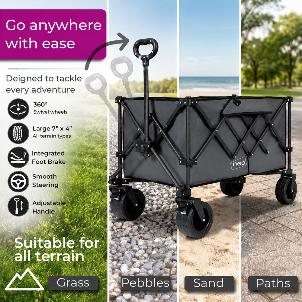 Neo Direct 300L Grey Heavy Duty Folding Garden Trolley Cart Image 6