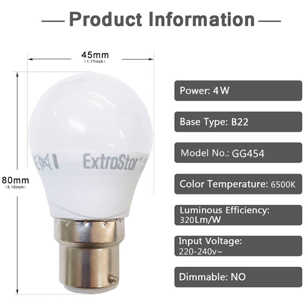 ExtraStar 10 Pack B22 4W Daylight Ball LED Light Bulb Image 4