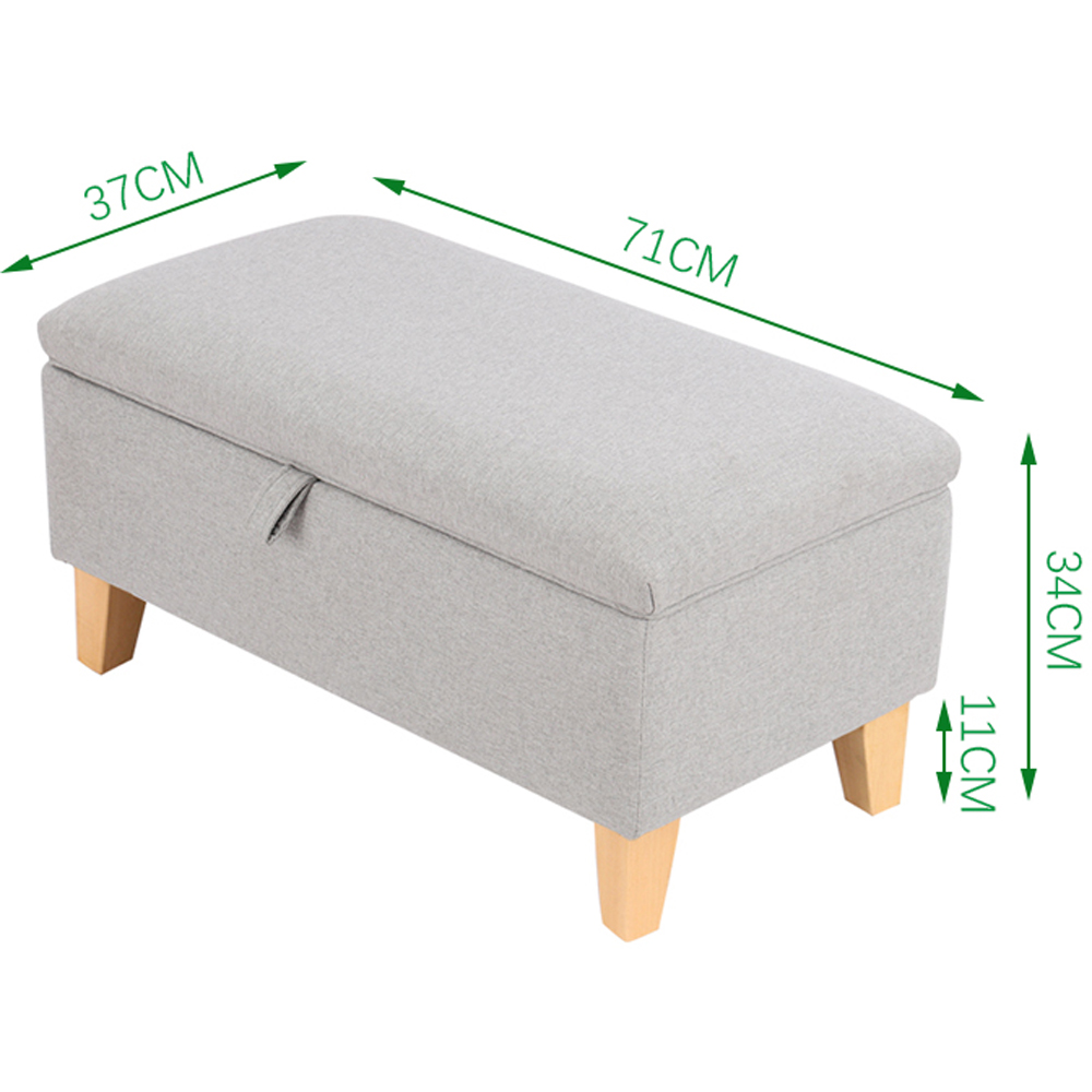 Living and Home Grey Linen Upholstered Storage Ottoman Image 9
