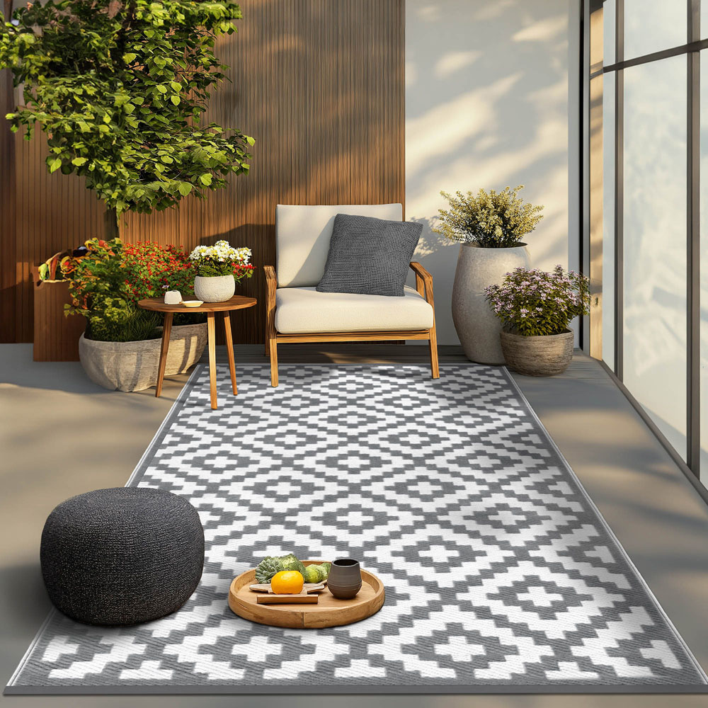 Green Decore Nirvana Grey and White Outdoor Rug 150 x 180cm Image 6