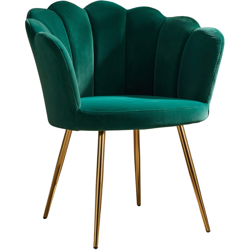 Home Source Emerald Green Scallop Chair with Gold Metal Leg Image 2
