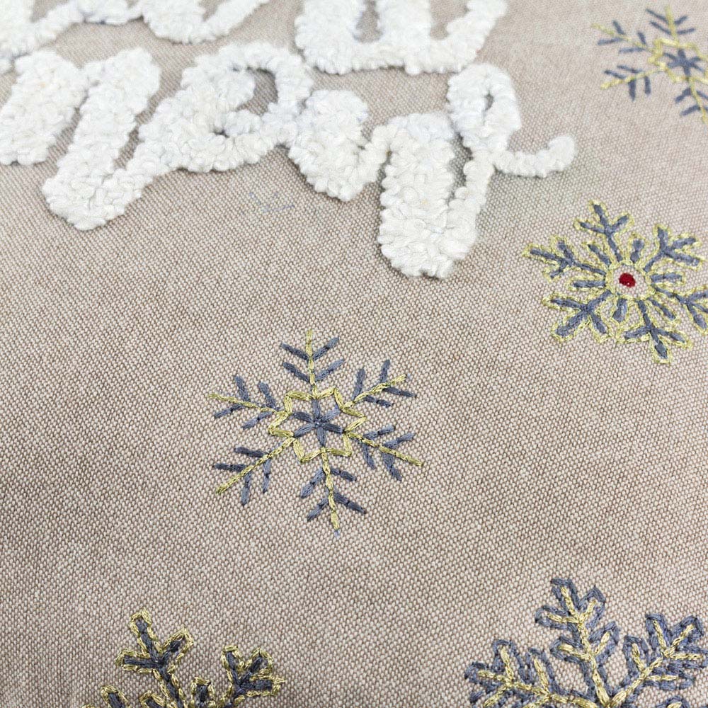 Paoletti Winter Let It Snow Embroidered Greige Boucle Cushion 45 x 45cm Image 4