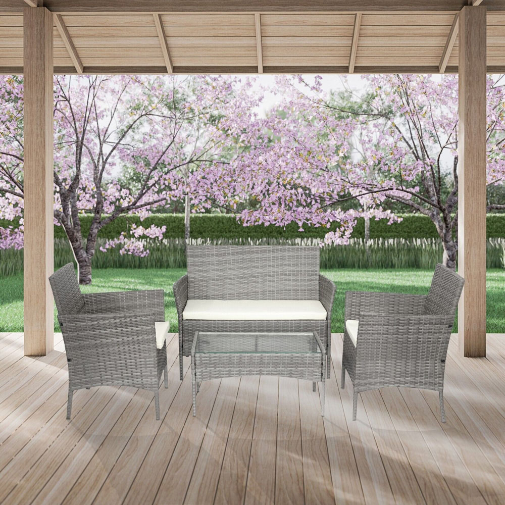Alivio 4 Seater Grey PE Rattan Garden Lounge Set Image 3