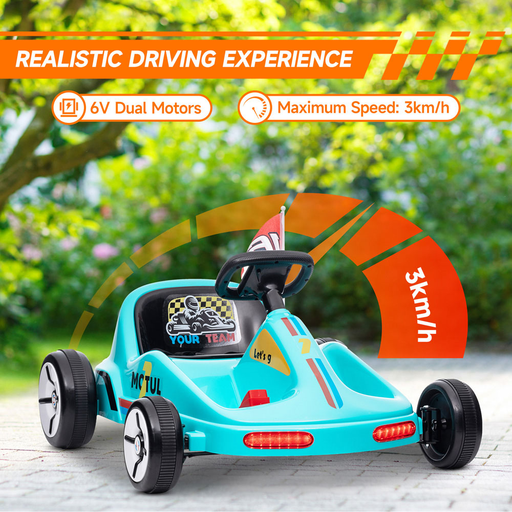 AIYAPLAY Blue Kids Electric Go Kart with Music and Light Image 4
