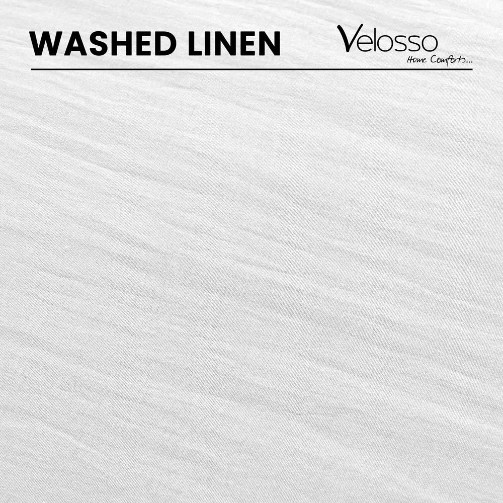 Velosso Washed Linen Look Double White Duvet Set Image 4