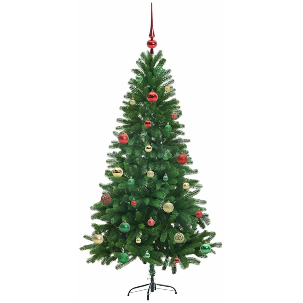 vidaXL Pre-Lit Multicolour Baubles Green Artificial Christmas Tree 5ft Image 4