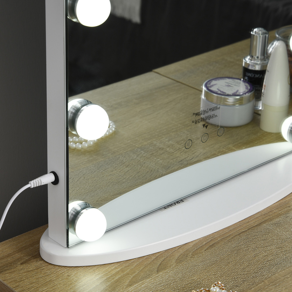 Portland Hollywood White Frameless Vanity Mirror with 12 LED Image 3