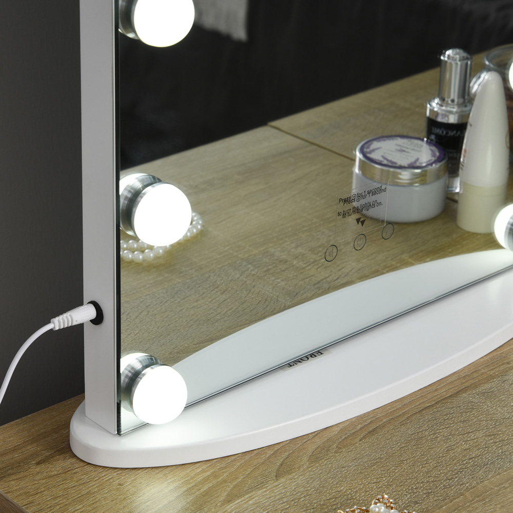 Portland Hollywood White Frameless Vanity Mirror with 12 LED Image 3