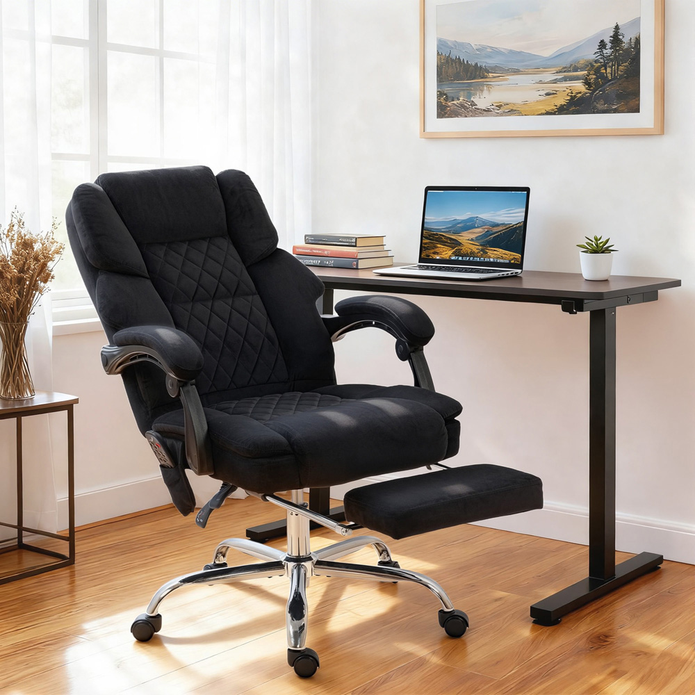 Portland Black Massage and Heat Reclining Office Chair Image 3