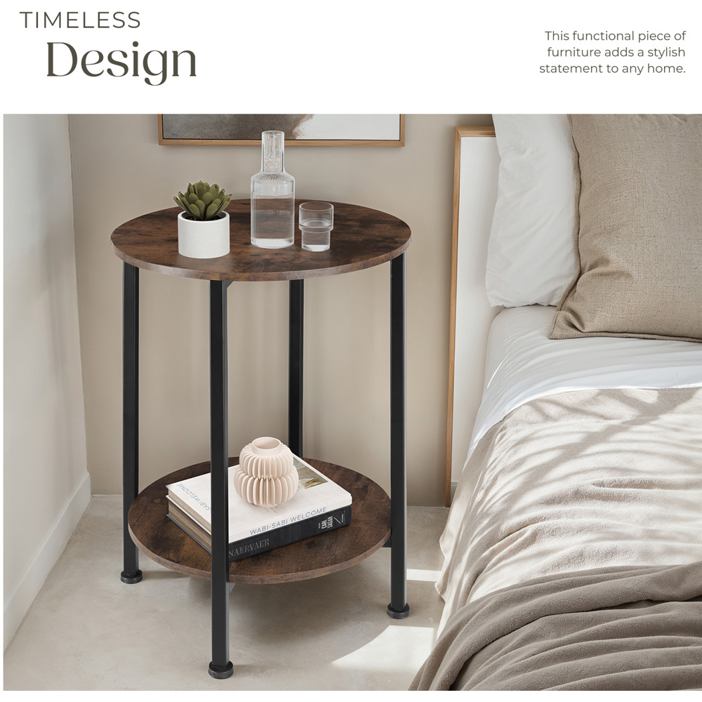 Tectake Ballina Single Shelf Rustic Dark Wood Bedside Table Image 6