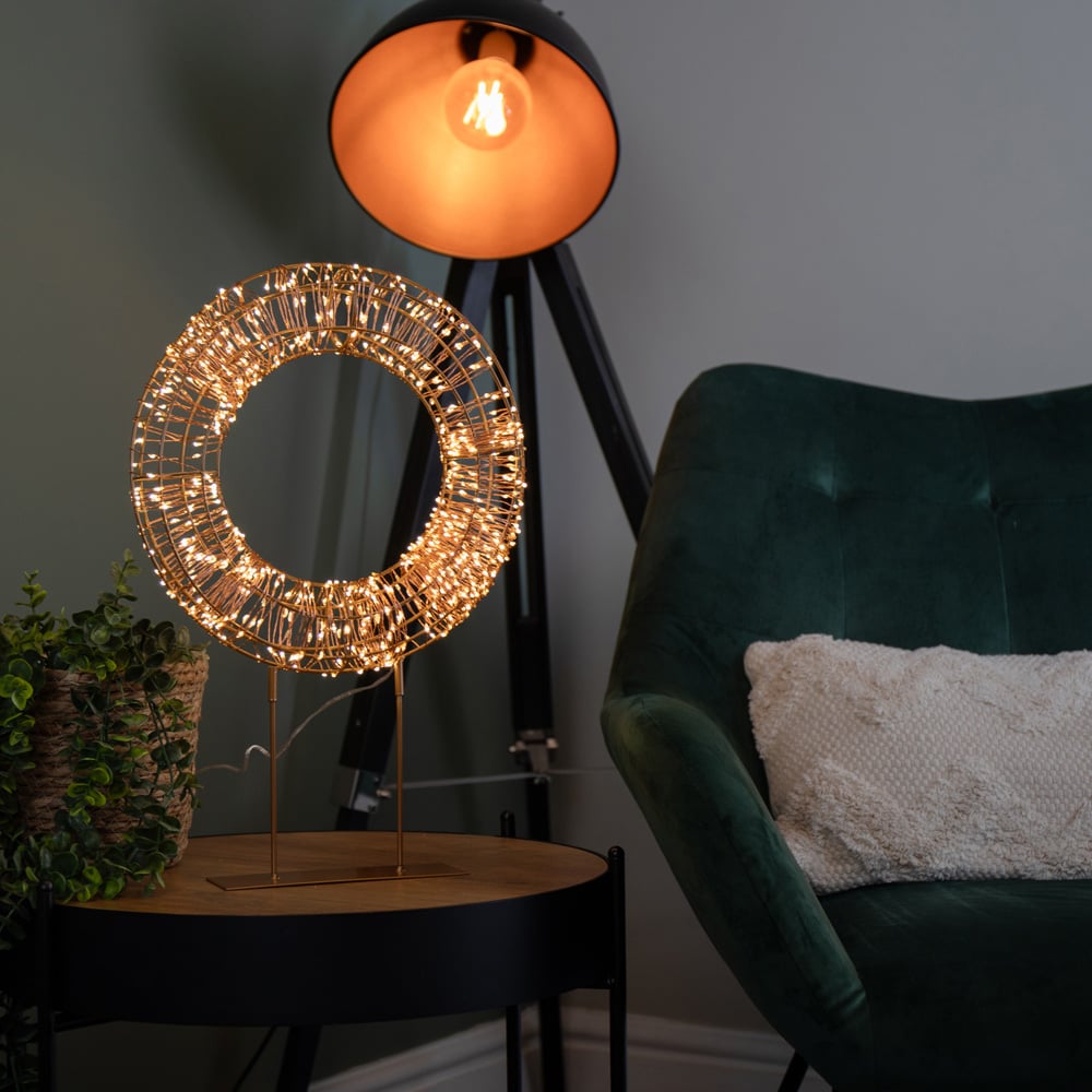 Samuel Alexander 720 Warm White LED Rose Gold Light Up Christmas Wreath on Metal Stand 45cm Image 8