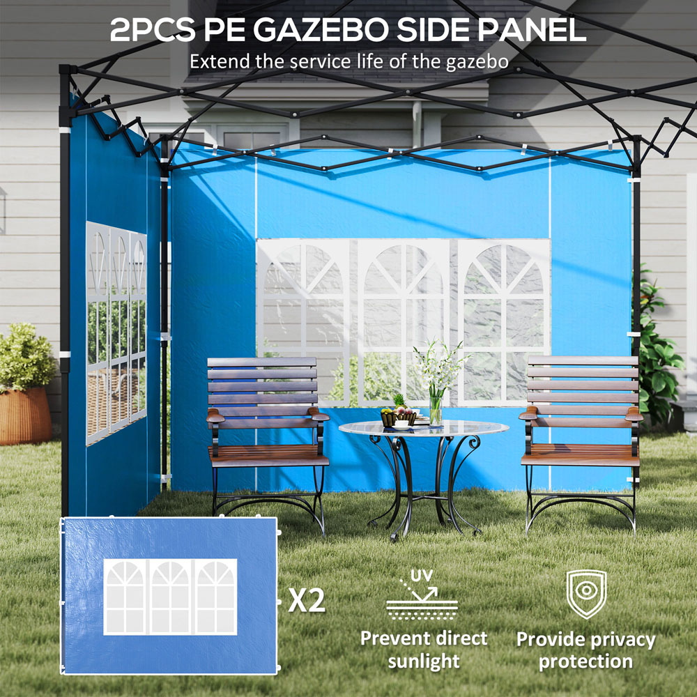 Outsunny Blue Gazebo Side Panel 2 Pack Image 4