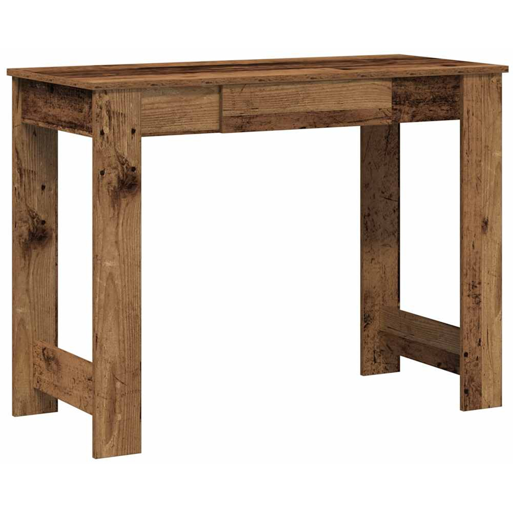 vidaXL Single Drawer Office Desk Old Wood Effect Image 2