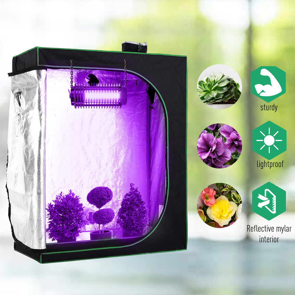 Outsunny Black and Green Oxford Fabric 3.9 x 1.9ft Hydroponic Grow Tent Kit Image 6